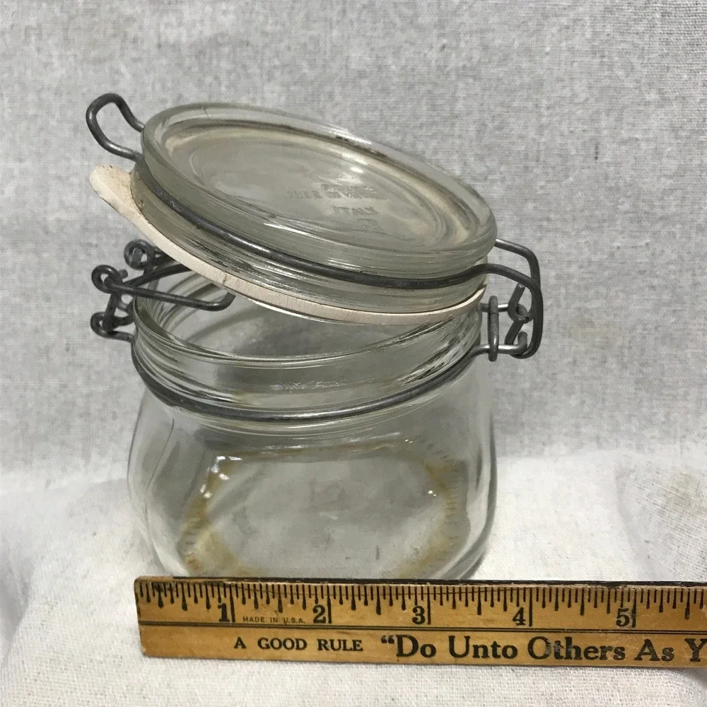 Vintage Italian Storage Jar Fidenza Italy Canning Food Storage Jar Wire Bail Lid - Picture 8 of 8